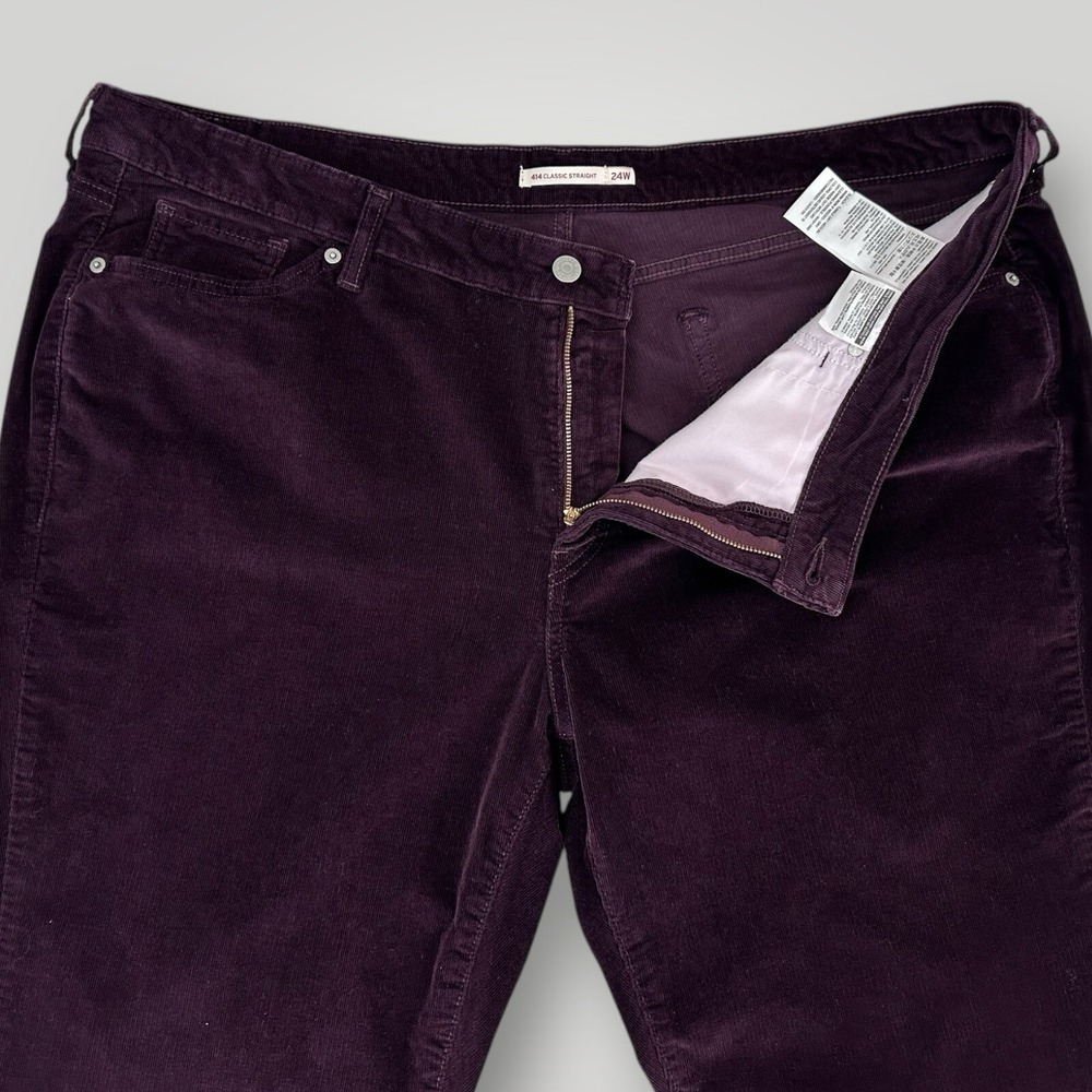 Levis 414 Corduroy Pants Womens 24W Purple Straight Leg Y2K Plus Size - Picture 6 of 9